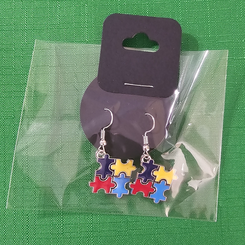 Colorful Puzzle Piece Earrings New